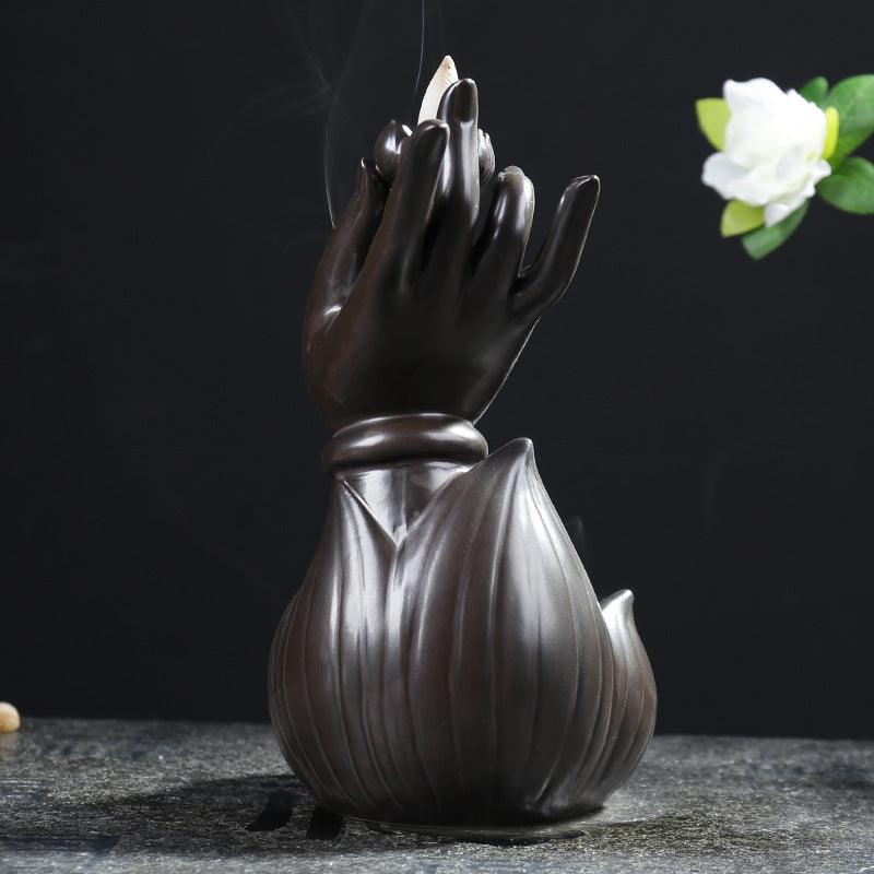 Lotus Bergamot Backflow Incense Burner Creative Ornaments Guanyin Tathagata Ceramic Incense Burner Crafts