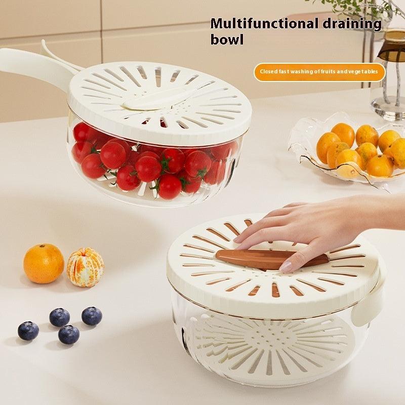 Draining Basket With Lid Kitchen Fruit Washing Refrigerator Storage Box Kitchen Gadgets